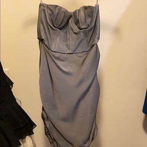 Alice & Olivia leather & satin cocktail dress